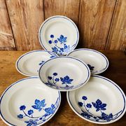 Set of 6 old hollow plates Badonvilleliers blue flower pattern