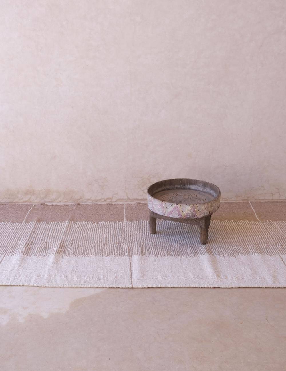 Beige Kilim Rug - 255 x 106 cm