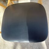 3 Scandinavian-style chairs, light wood and black faux leather