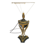 Lamp in gilded bronze and black lacquered metal