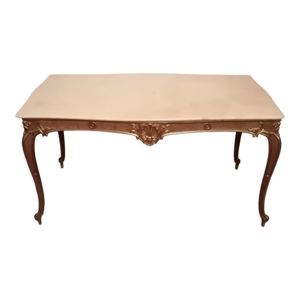 Table basse laiton doré et marbre
