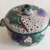 Vallauris lidded pot with thistle decoration
