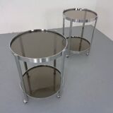 Mid-Century Glass & Metal Serving Bar Carts, 1960s, Set of 2