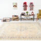 7x10 beige & navy blue vintage rug, 215x302cm
