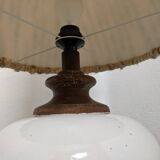 Floor lamp in white glazed stoneware with wool lampshade, 1960s-70s
