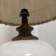 Lampe de sol en grès émaillé blanc et abat-jour en laine, années 60-70