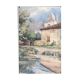 Watercolor painting of a castle and village, early 20th century