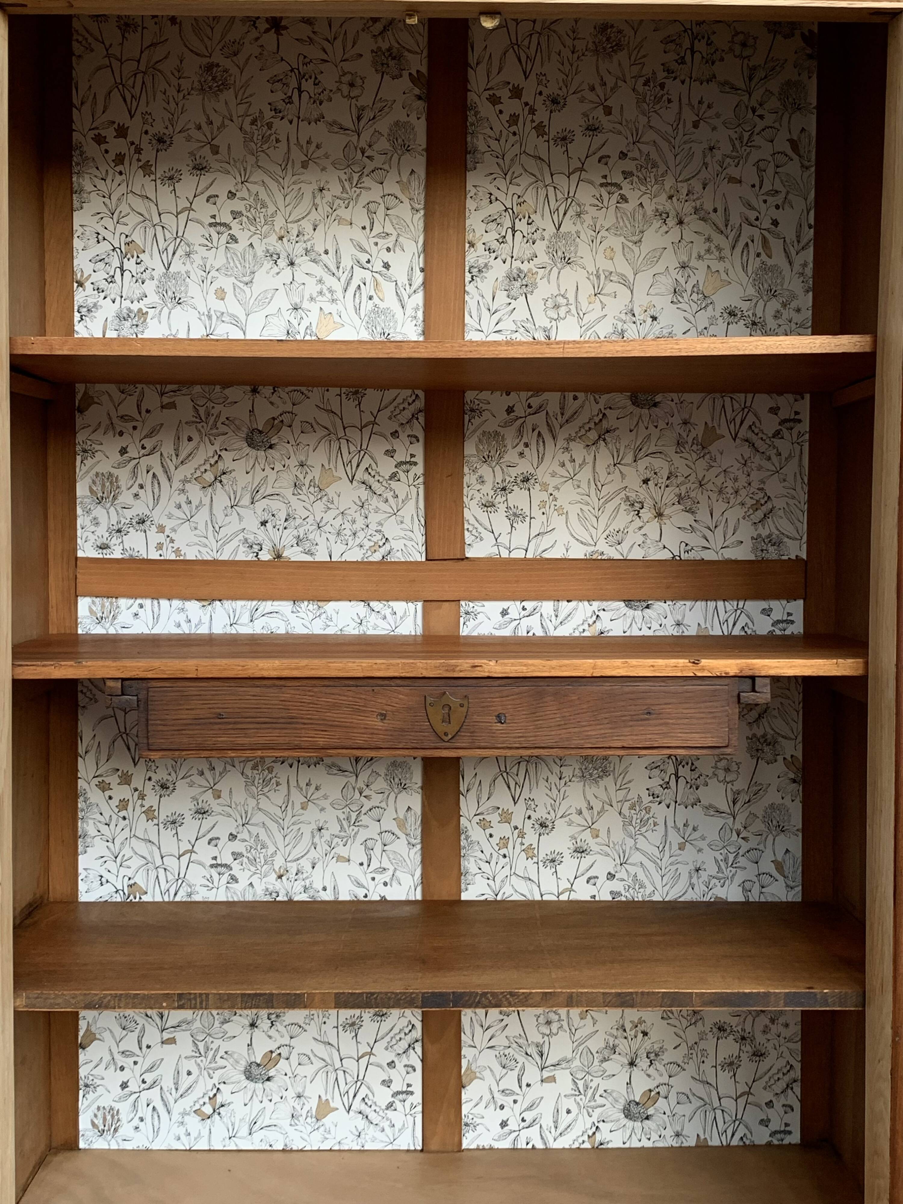 Parisian art deco glass cabinet in raw wood