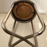 Pair of metal and leather stools