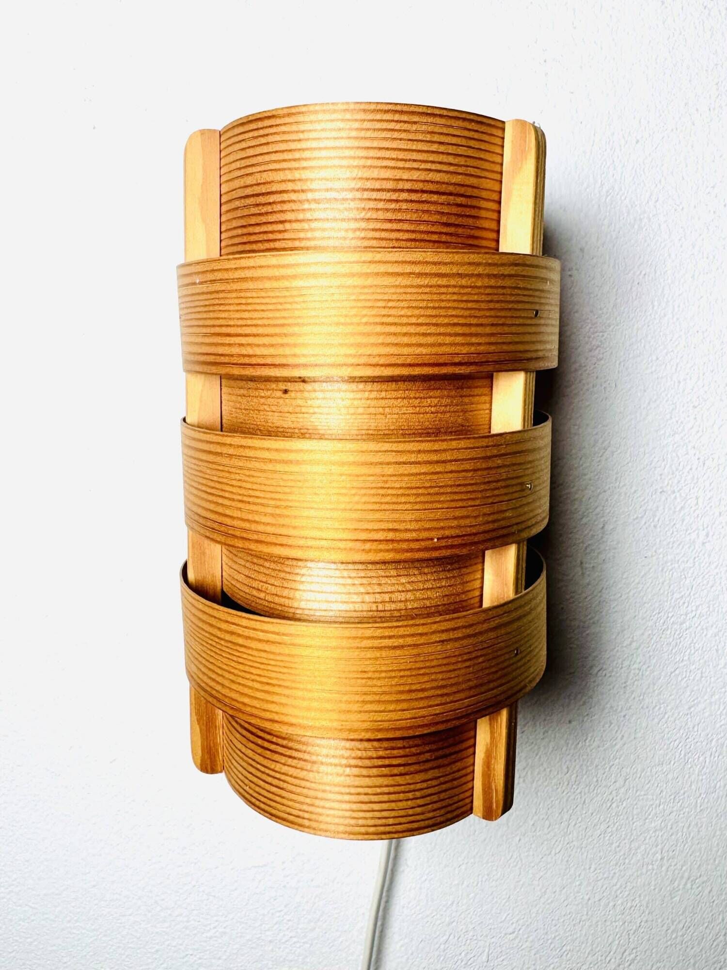 Set Of Curved Pine Veneer Wall Lamps By Hans-Agne Jakobsson For Markaryd, Sweden 1960S