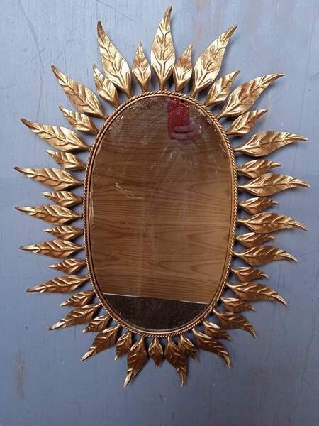 Sun mirror 75 cm gold metal period 1950
