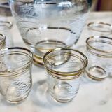 Carafe-glasses-Old liquor service, gold thread