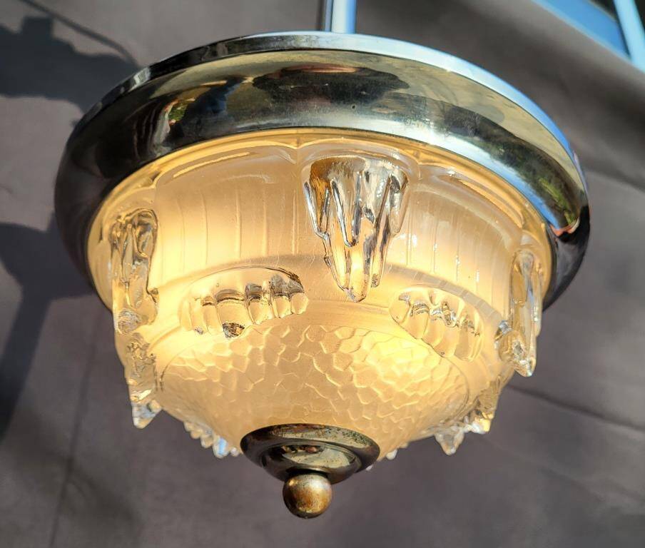 Lustre verre EZAN Art Déco 1930 - Jean Gauthier