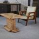 Oak side table attributed to Gaston Poisson, 1960s.