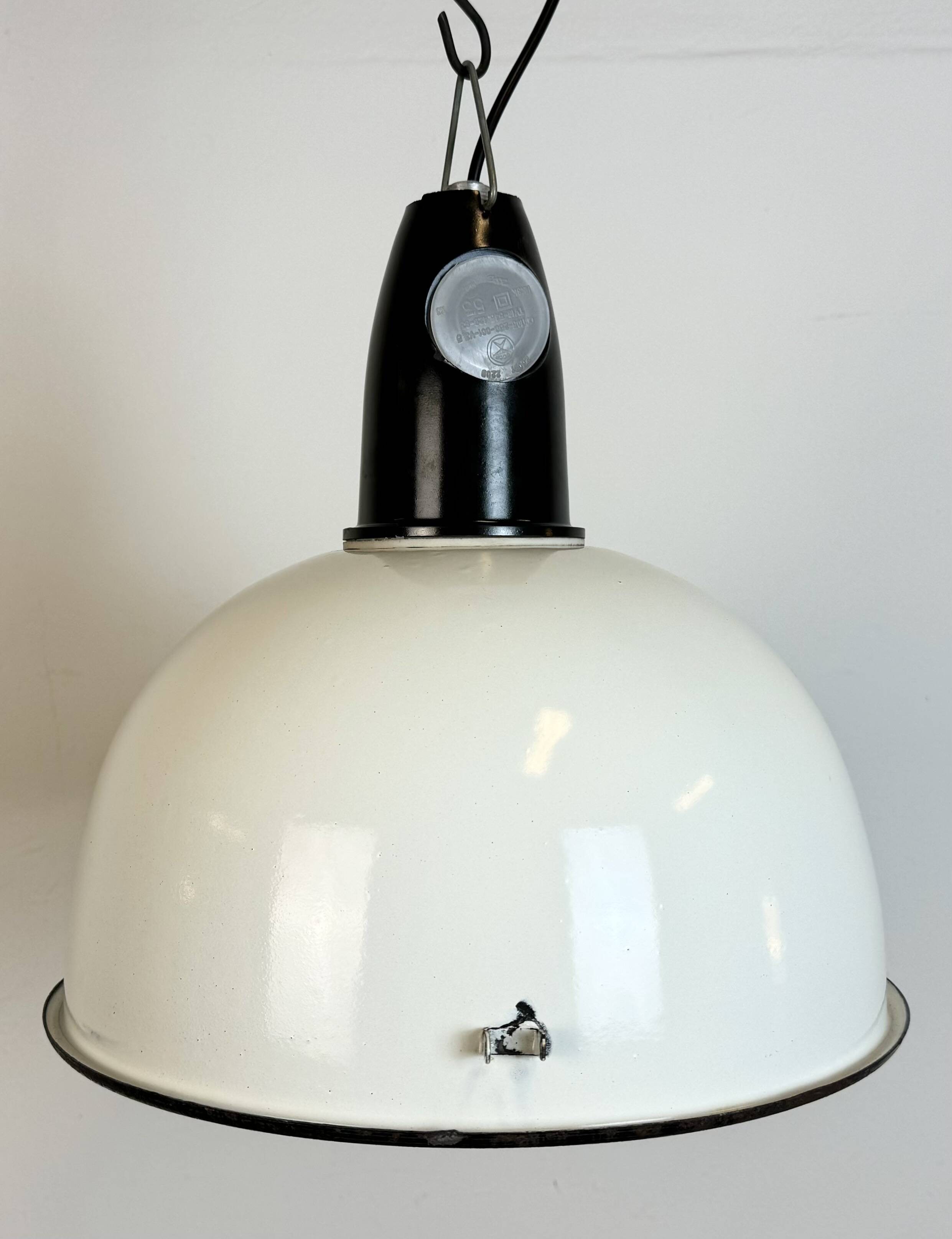 ndustrial Soviet White Enamel Pendant Lamp, 1960s