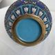 Vintage, pair of vases, Chinese, cloisonné metal, enameled, polychrome floral decor, golden hoop