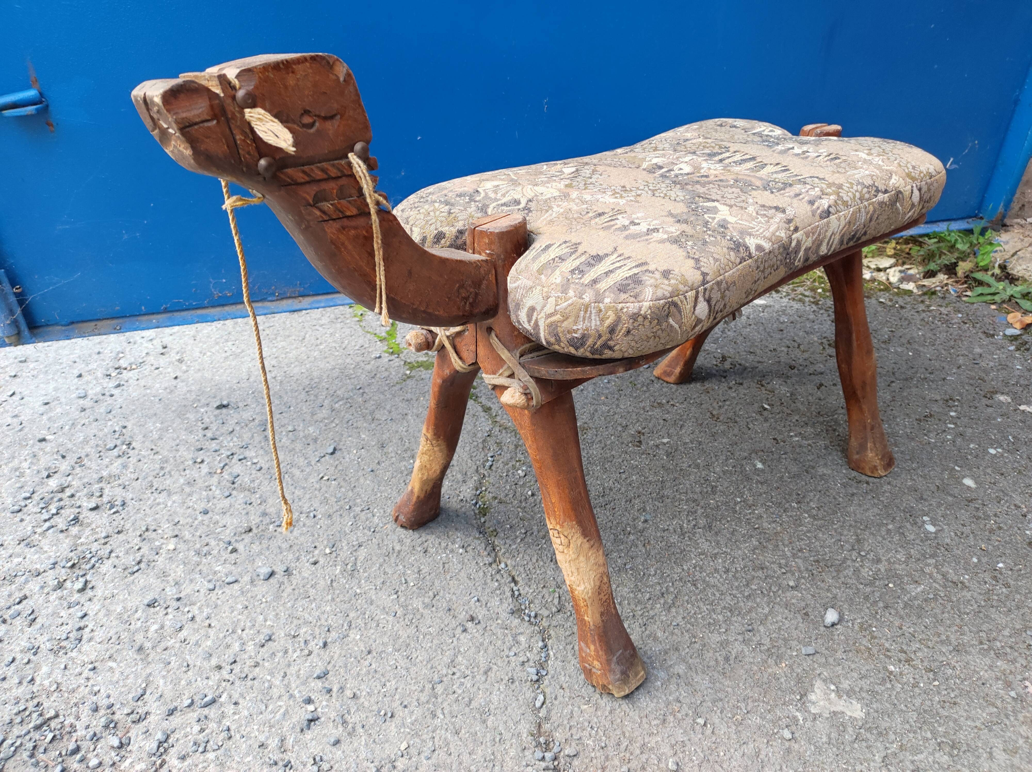Footrest camel wood ottoman saddle camel oriental style