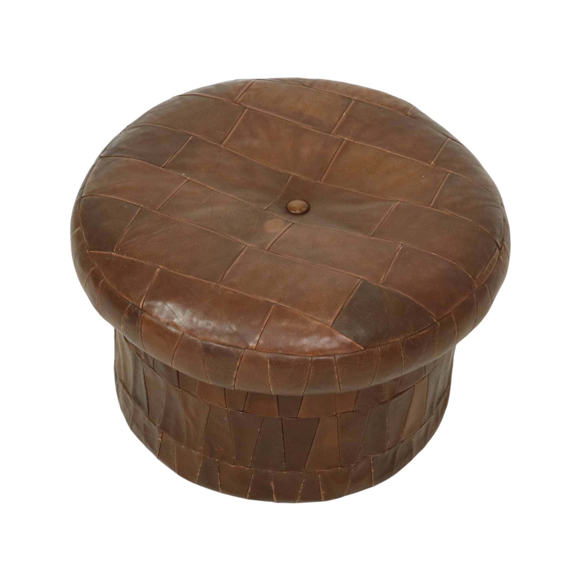 Ottoman design champignon avec espace de rangement De Sede en cuir marron 57 cm