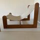 Sling chair in pine, canvas and sheepskin, 1970s