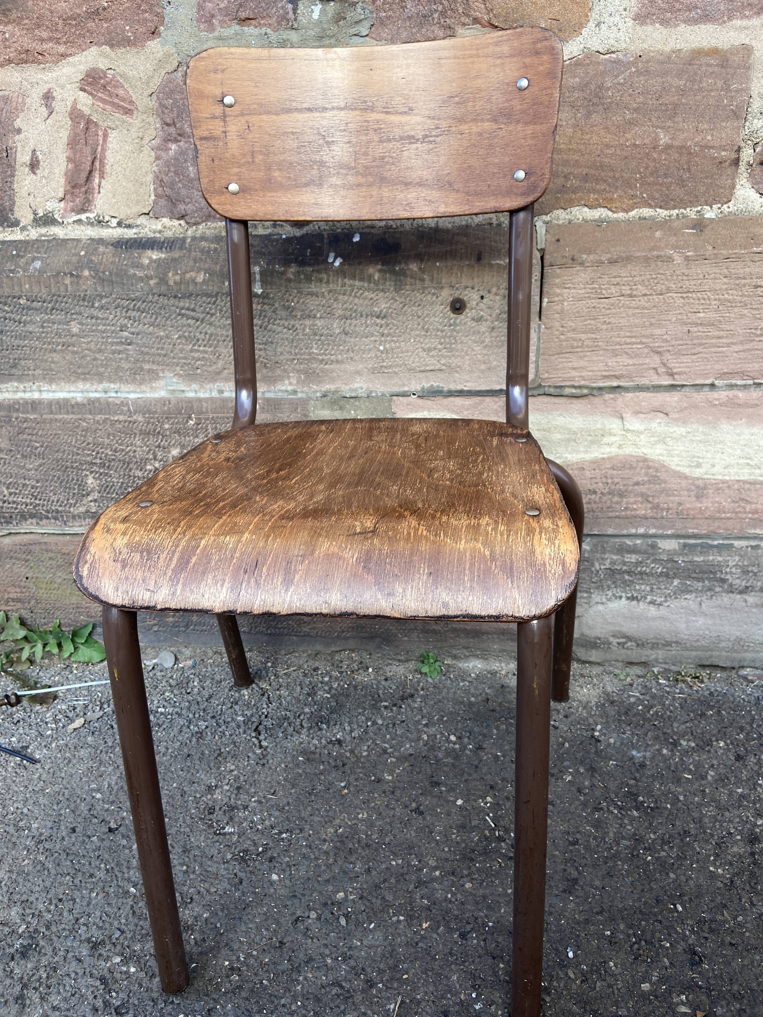 Set of 4 industrial chairs vintage school communities mullca 60s