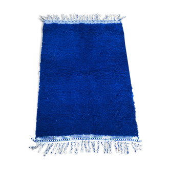 Moroccan Berber carpet Beni Ouarain intense blue uni nine 1.63x1.13m