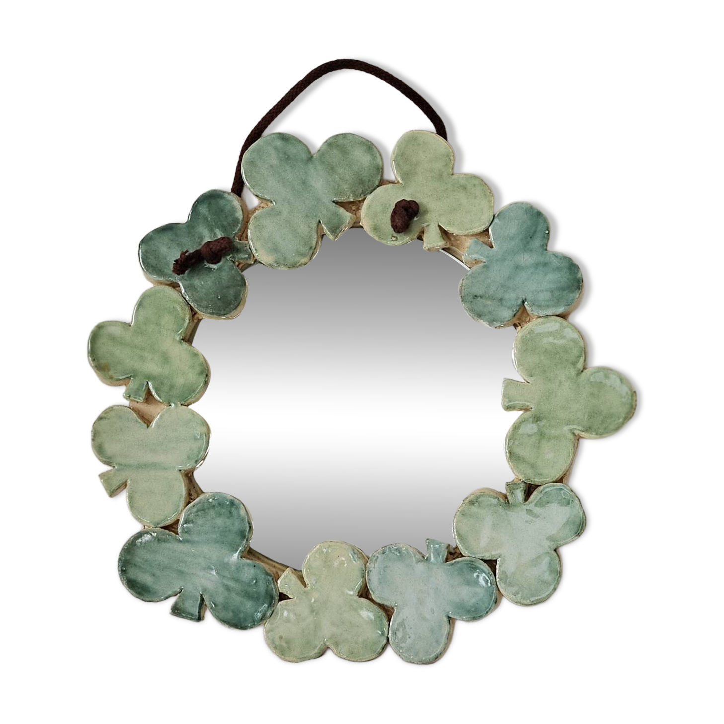 Ceramic mirror with clovers