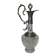 Vintage glass decanter with cut design and silver-plated metal, stopper included.