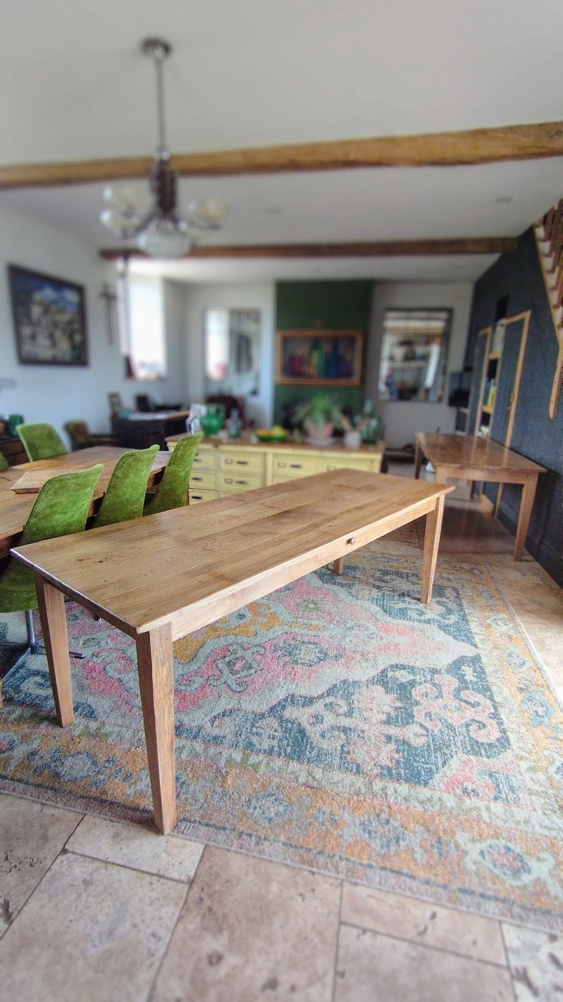 Solid oak farmhouse table 220 X 80 cm