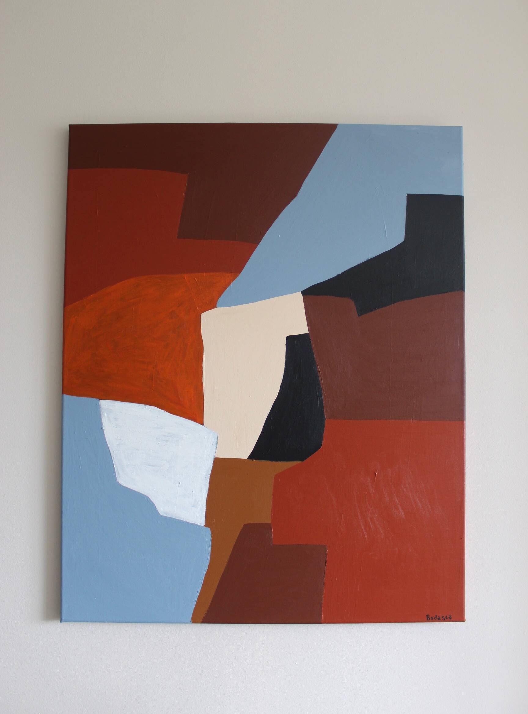 Stretched canvas painting "Fragments of Balance" signed Bodasca