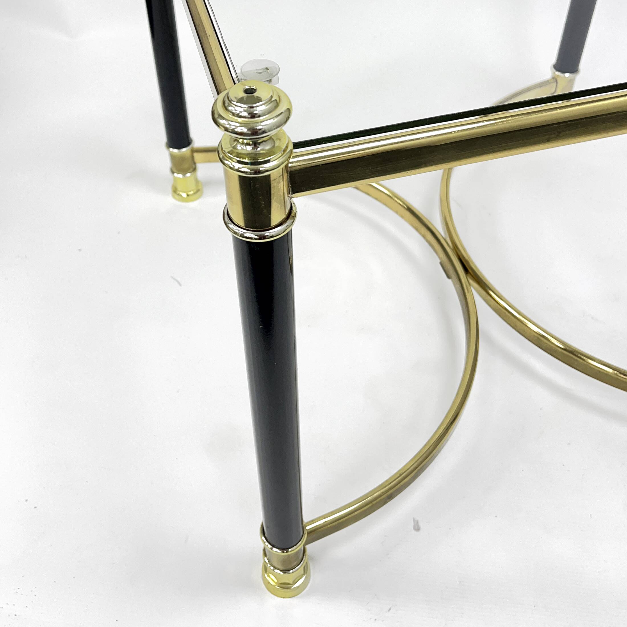 Hollywood Regency Side Table, Brass and Glass, 1970s, Maison Jansen Style