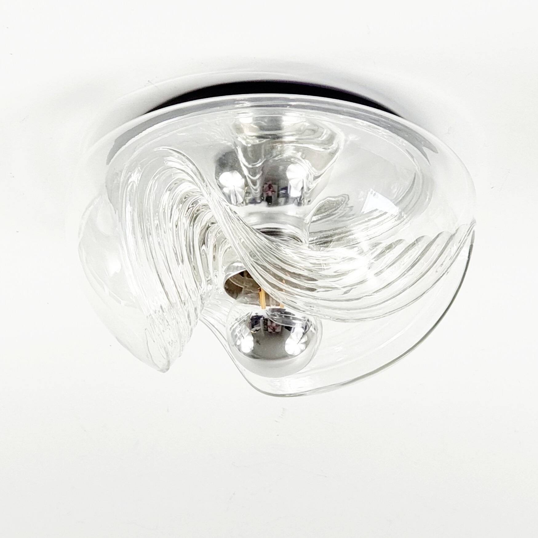 Mid-Century Space Age Glass Wave Ceiling Light - Koch & Lowy for P&P, 1970s