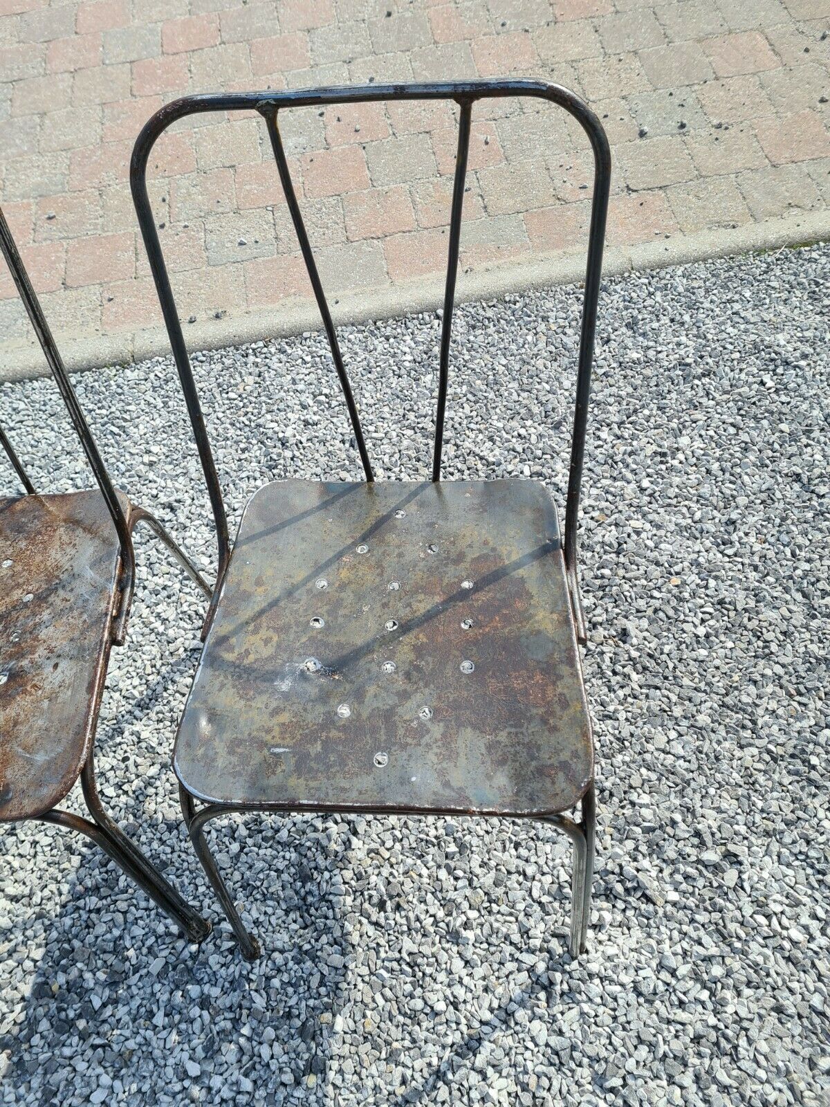 industrial iron chairs x 5