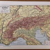 Old map of the Alps from 1928