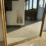 Large gilded mirror 19th century rounded corners mercury glass Louis XVI style