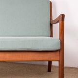 Danish 3-seater sofa in teak and new fabric, Senator model Ole Wanscher, France & Son.