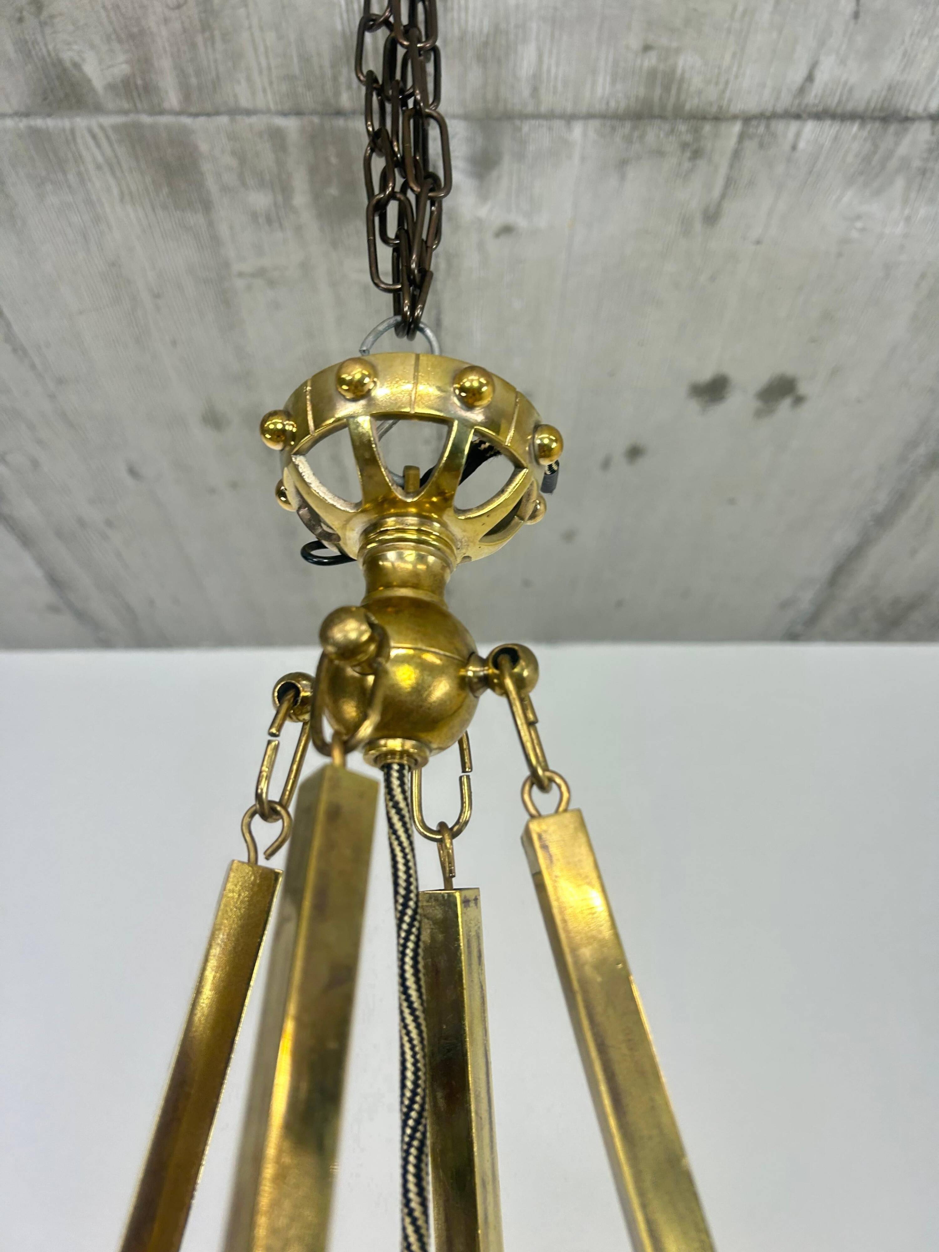 Viennese Secession Suspension in Brass attributed to Kolo Moser & Jutta Sika