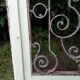 Window frame 179x88cm walnut oak wrought iron grille opening glass panel