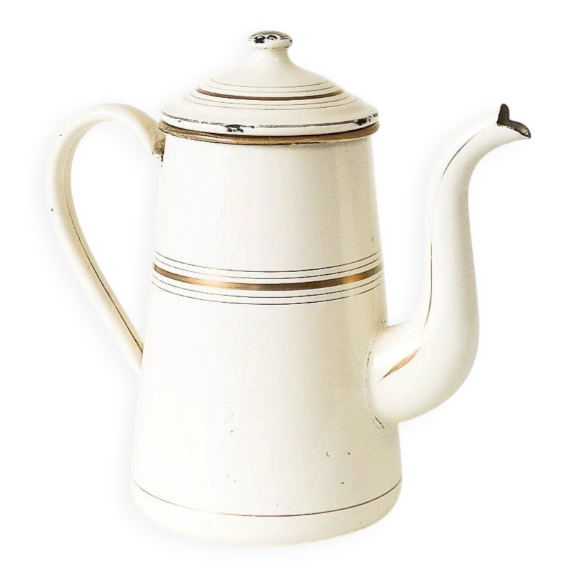White and gold enamel French press