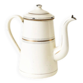 White and gold enamel French press