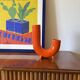 Vase en céramique orange de l'ère spatiale, Italie vers 1960