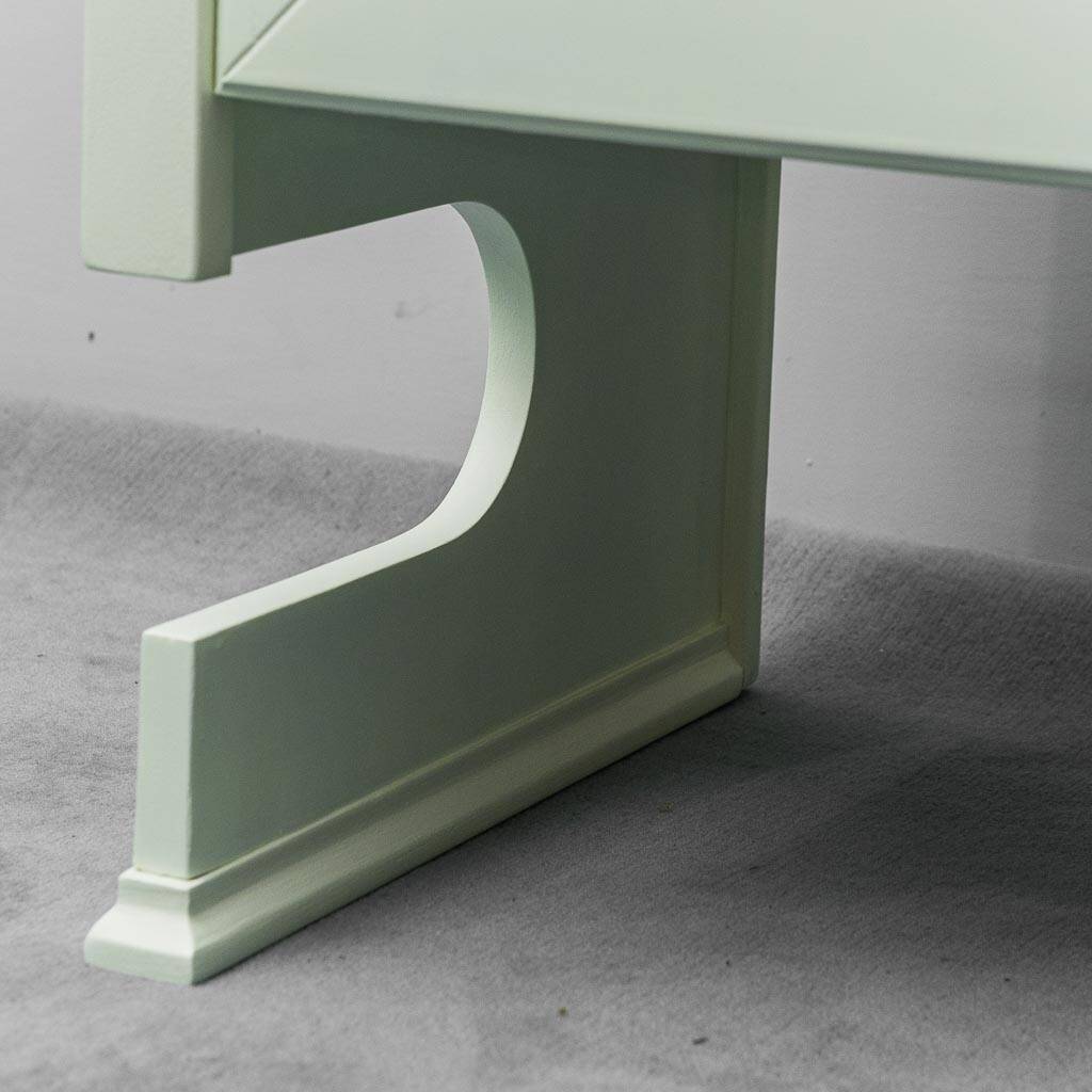 Buffet en legno inserti en pelle verde anni '60 vintage modernariato