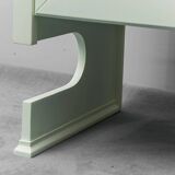 Sideboard in legno inserti in pelle verde anni ’60 vintage modernariato
