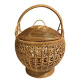 Large vintage woven rattan basket