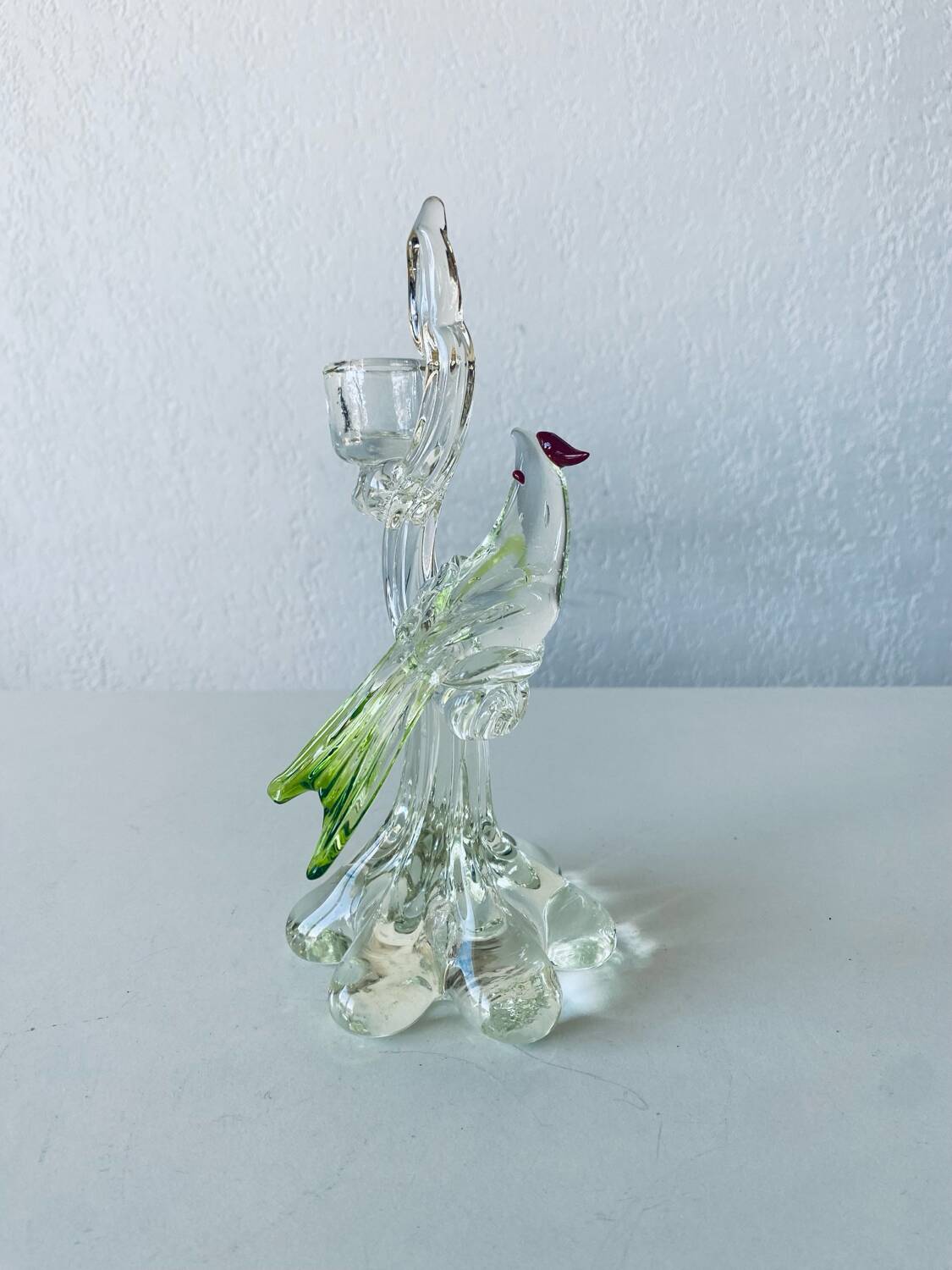 Glass bird candle holder