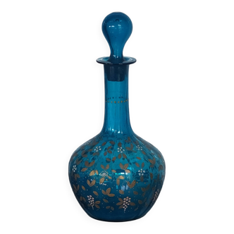 old carafe with enamelled opaline glass stopper