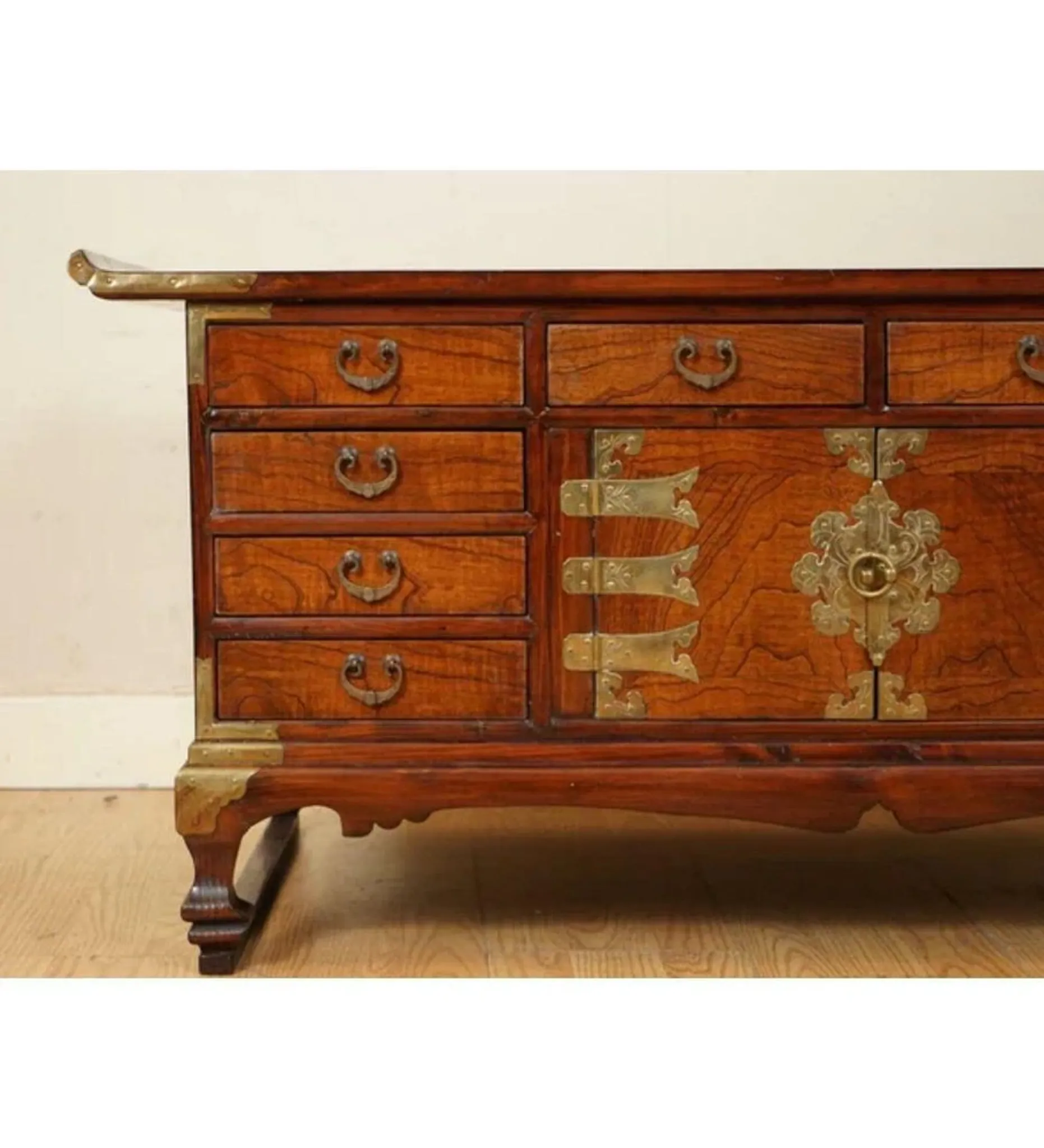 Coffee Table in Elm with Drawers, Korea, Late 19th Century