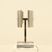 Rare Table Lamp in Stainless Steel by J. Bouvier, France, 1970s