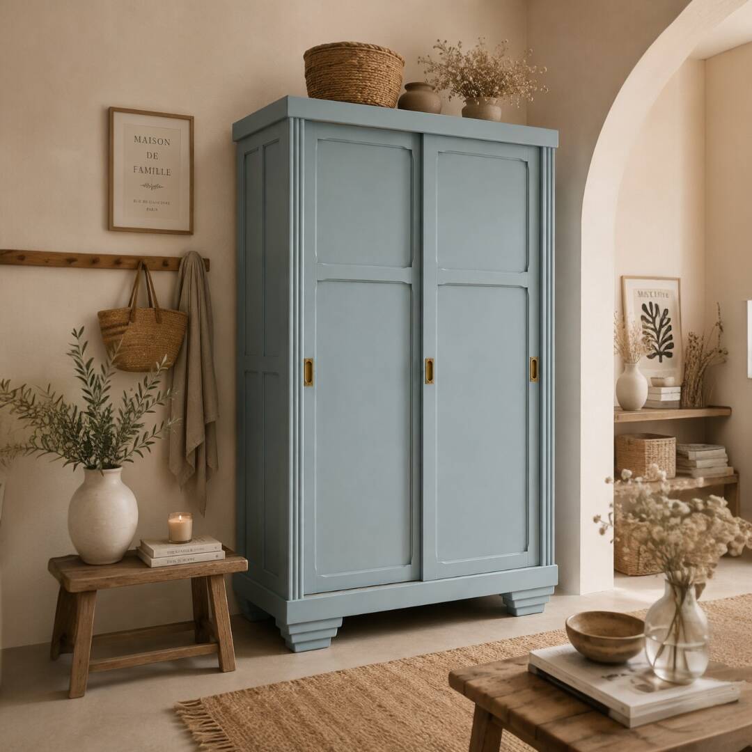 Parisian Art Deco wardrobe with sliding doors.