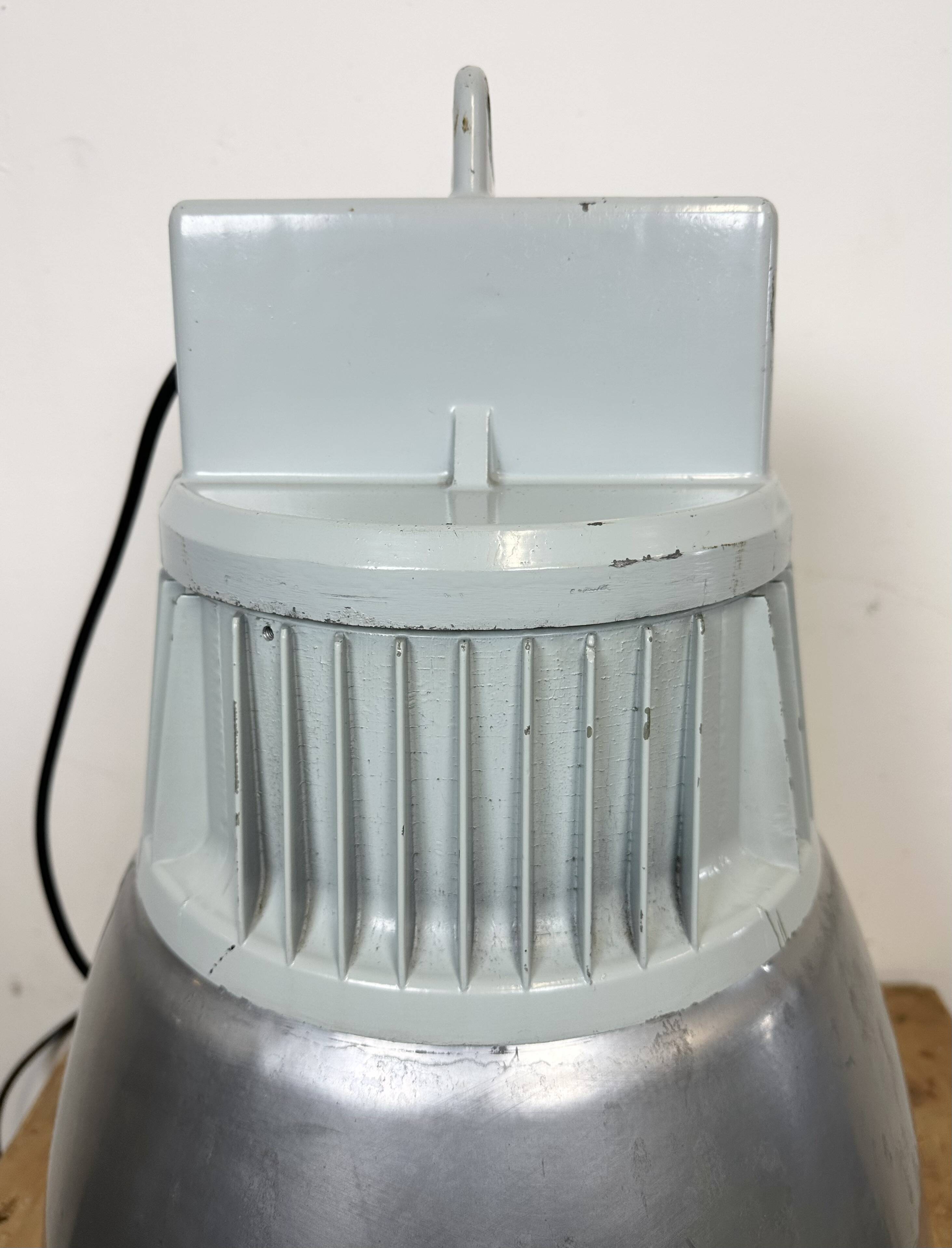 Vintage Silver Industrial Factory Pendant Lamp from Elektrosviti, 1960s