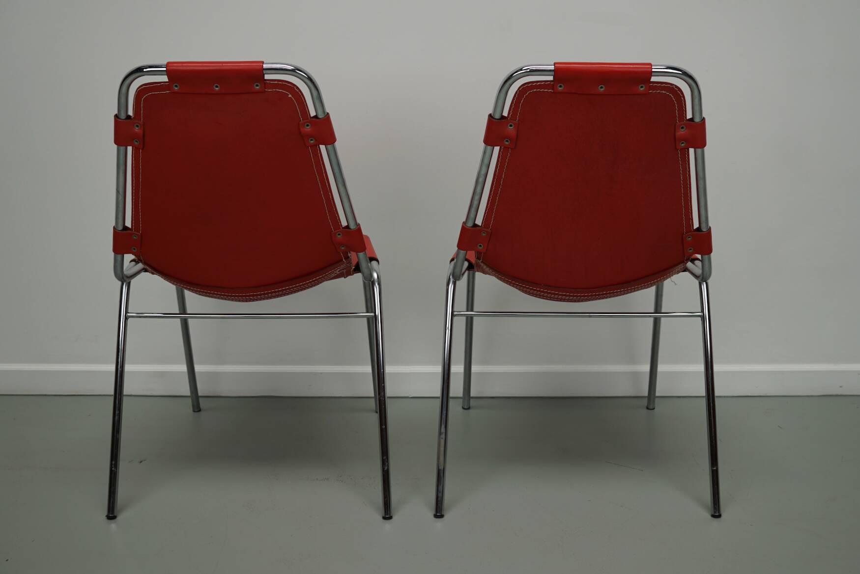 Set of Two Red Chairs by Dalvera for Les Arcs, 1960s